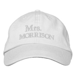 Chic Mrs. Efternamn rosablush vit Broderad Keps
