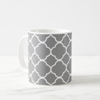 Chic mugg för Tea för grå färg- & vitQuatrefoil
