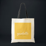 Chic Mustard Gult Enkel fet skript Namn Tygkasse<br><div class="desc">Chic Mustard Gult Enkel Fet Script Namn Tote Bag</div>