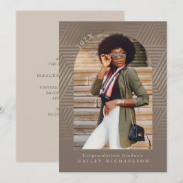 Chic Muted Geometric Print Photo Studenten Inbjudningar