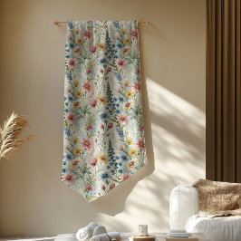 Chic Mysigt Boho Pastel Rosa Blue Vild Flowers Fleecefilt