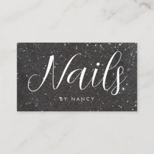 Chic Nagel Typografi Black Glitter Visitkort