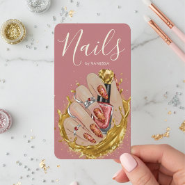 Chic Nail Art Studio Manicurist Artist Blush Pink Visitkort