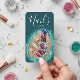 Chic Nail Art Studio Manicurist Artist Dark Green Visitkort