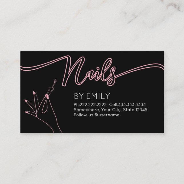 Chic nail salon Manicurist Blush Pink Tidsbeställning Kort (Framsida)