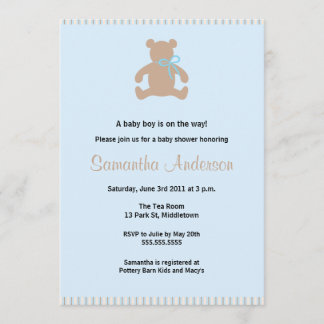 Chic Nalle Baby Shower-inbjudan - pojke Inbjudningar