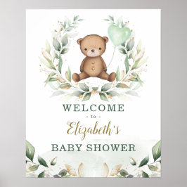 Chic Nalle Greenery Guld Wandevery Welcome Baby Poster