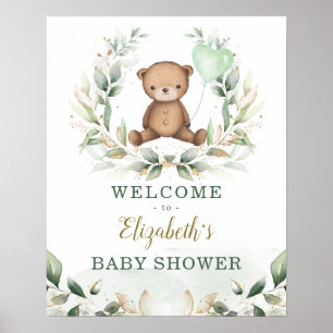 Chic Nalle Greenery Guld Wandevery Welcome Baby Poster