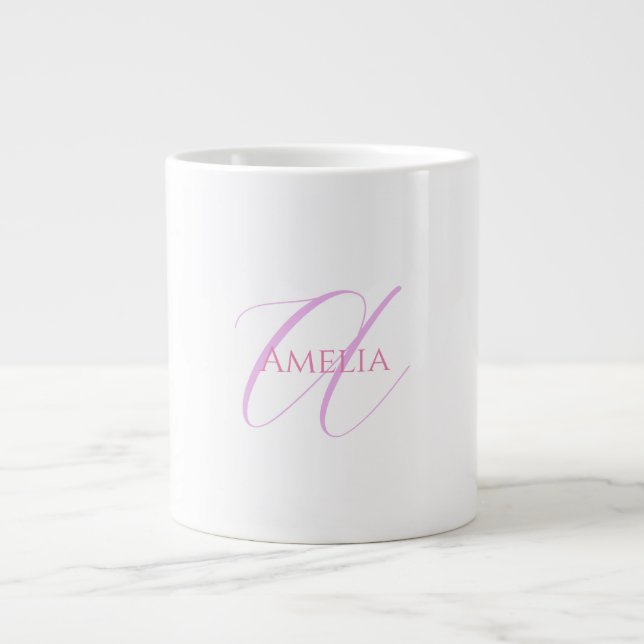 Chic Namn Monogram Inledande Brev-kalligrafi Jumbo Mugg (Framsidan)