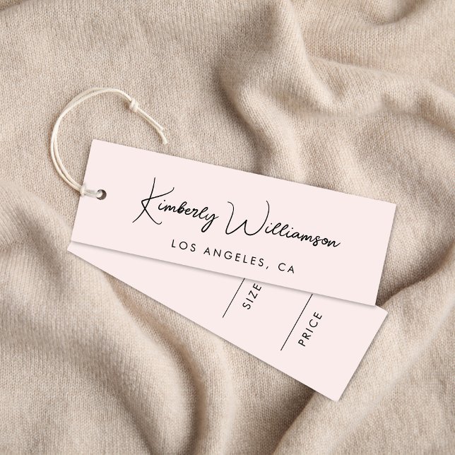 Chic Namnteckning Pris hängMärkre för skriptRosa Mini Visitkort (Empower your name in our signature script as your logo and brand identity)