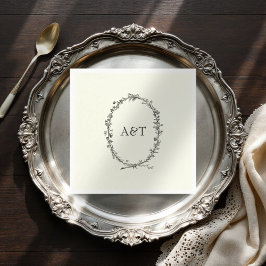 Chic napkins av elfenben initialer elegant bröllop pappersservett