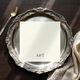 Chic napkins av elfenben initialer elegant bröllop pappersservett