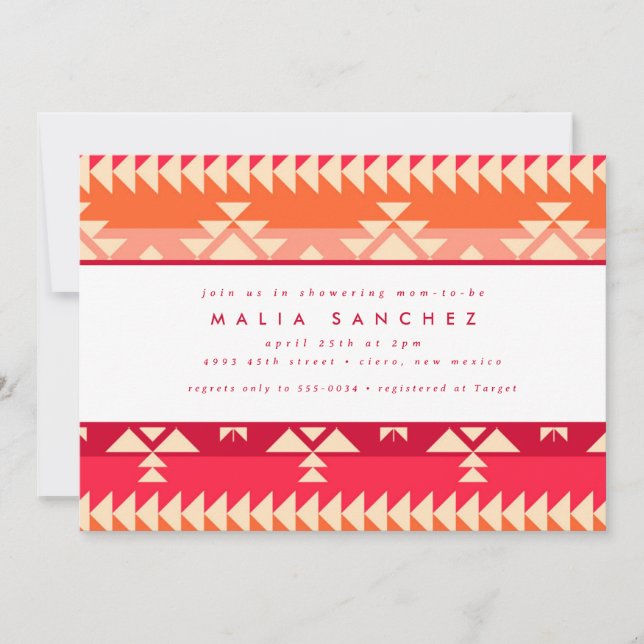 Chic Native American Southwest Red Baby Shower Inbjudningar (Framsida)