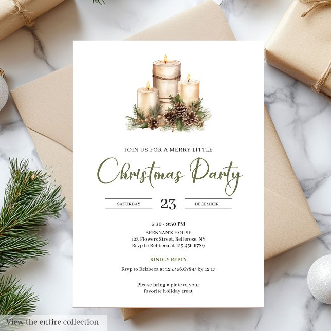 Chic Natural Palette Beige Minimal Christmas Party Inbjudningar (Natural Palette Beige Minimal Christmas Party Invite)