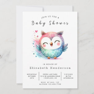 Chic Nature Uggla Baby Shower Inbjudningar