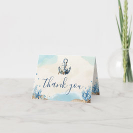 Chic Nautical Anchor Beach Modern Bröllop är mappa Tack Kort