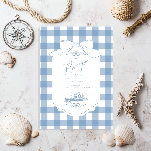 Chic Nautical Coquette Bow Bröllop OSA Kort (Skapare uppladdad)