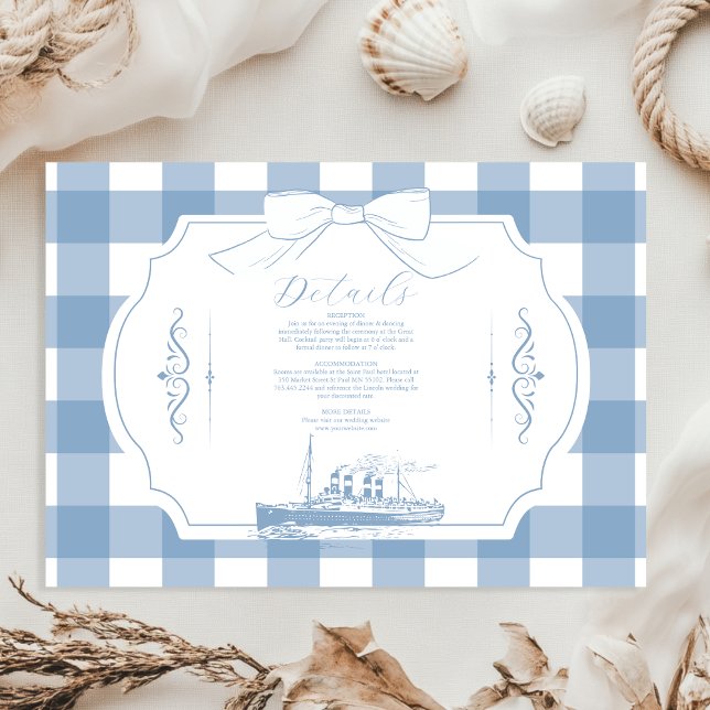 Chic Nautical Coquette Bow Bröllop Tilläggskort (Skapare uppladdad)