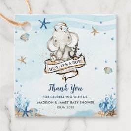 Chic Nautical Elephant Boy Baby Shower Tack Gåvor Etiketter
