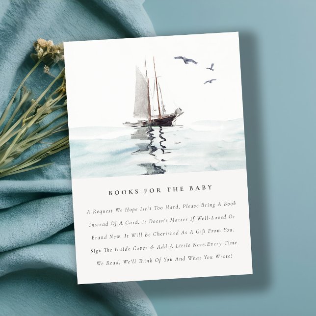 Chic Nautical Sailing Yacht Bokar for Baby Shower Tilläggskort (Skapare uppladdad)