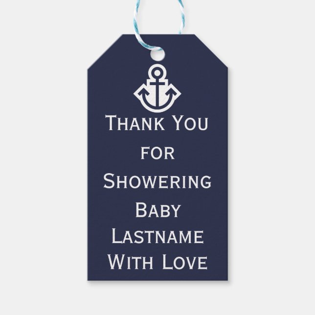 Chic Nautical Tack Baby Shower Gift-Märkre Presentetikett (Framsidan)