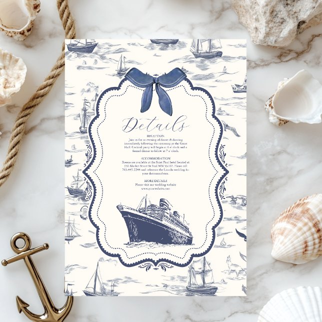 Chic Naval Toile de Jouy Båge Bröllop Tilläggskort (Skapare uppladdad)