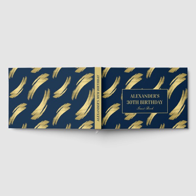 Chic Navy and Gold Foil Birthday Gästböcker (Full)