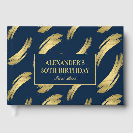 Chic Navy and Gold Foil Birthday Gästböcker