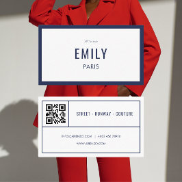 Chic Navy Beauty/Mode QR Code Affärskort Visitkort