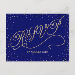 Chic Navy Blue and Guld Stars OSA Postcard Inbjudan Vykort