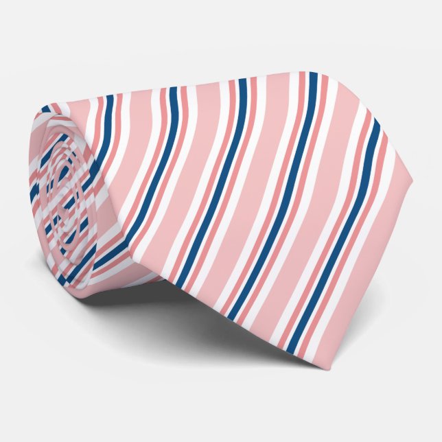 Chic Navy Blue Light  Rosa Rand Mönster Slips (Rullad)