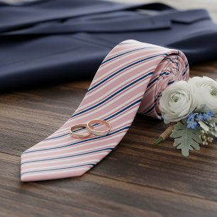 Chic Navy Blue Light Rosa Rand Mönster Slips