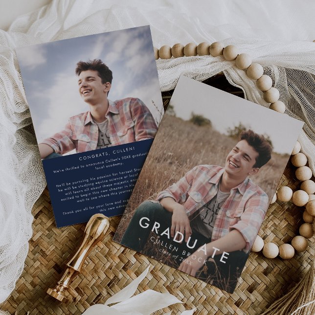 Chic Navy Blue Message och Photo Studenten Meddelande (Skapare uppladdad)