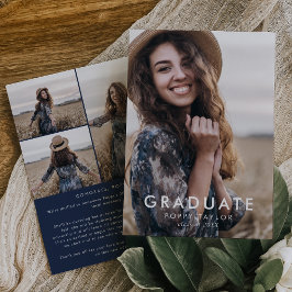 Chic Navy Blue Message Photo Collage Studenten Meddelande