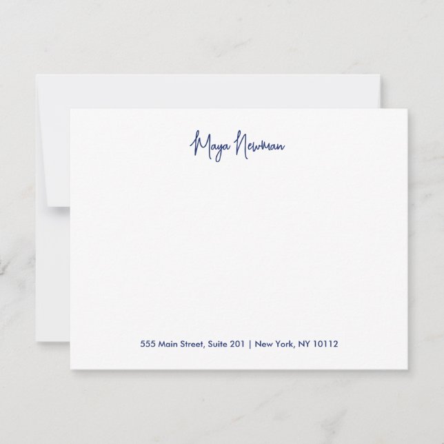 CHIC NAVY BLUE NAMNTECKNING MONOGRAM NAMN ANTECKNINGSKORT (Framsida)