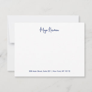 CHIC NAVY BLUE NAMNTECKNING MONOGRAM NAMN ANTECKNINGSKORT