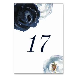 Chic Navy Blue Peony Blommigt Bröllop Bordsnummer