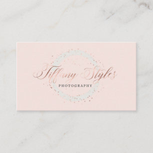 Chic Navy Blue & Ro Gold Foil Company Logotyp Visitkort