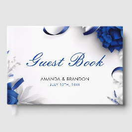 Chic Navy Blue & Silver Flowers Rosett band Bröllo