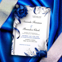 Chic Navy Blue & Silver Flowers Rosett band Bröllo