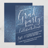 Chic Navy Blue Sparkly Glitter Ombre Studenten