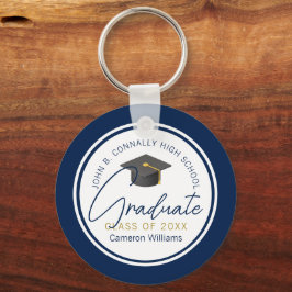 Chic Navy Blue Student Customized Studenten Nyckelring