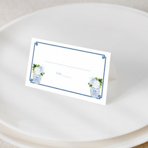 Chic Navy Blue & White Ginger Burk Bröllop Brunch Placeringskort
