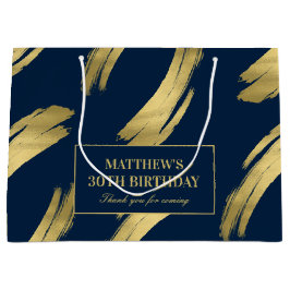 Chic Navy Gold Foil Birthday Large Gift Bag