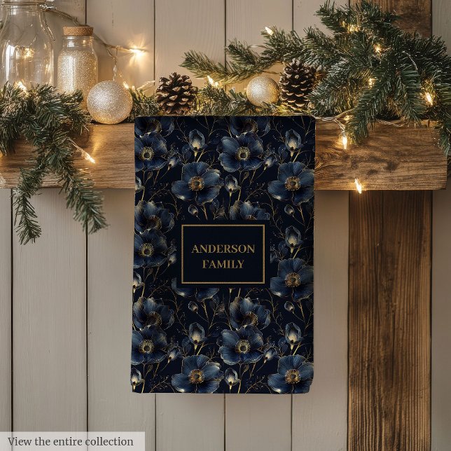 Chic Navy Gold Kitchen Towel Elegant Gift Idea Kökshandduk (Chic Navy Gold Kitchen Towel Elegant Gift Idea)