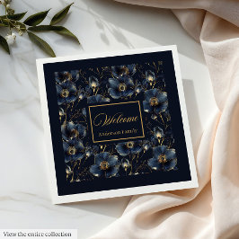 Chic Navy Gold Napkins Elegant Custom Gift Design Pappersservett