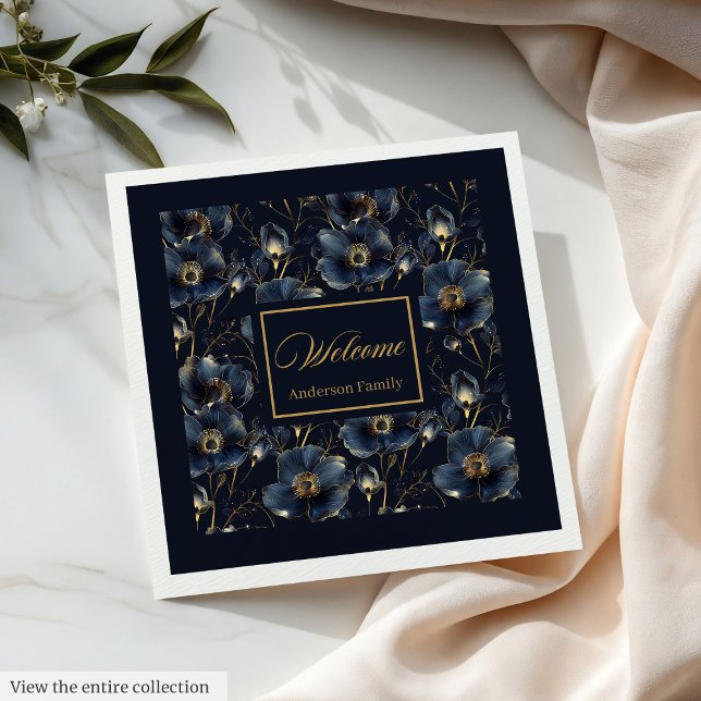 Chic Navy Gold Napkins Elegant Custom Gift Design Pappersservett (Chic Navy Gold Napkins Elegant Custom Gift Design)