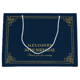 Chic Navy Guld Art Deco Birthday