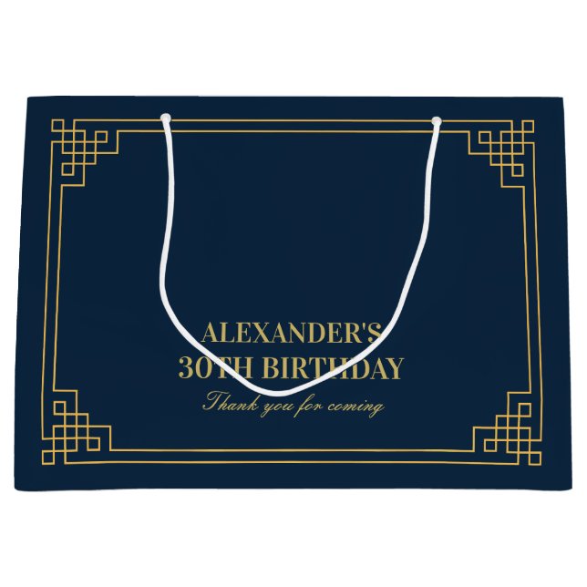 Chic Navy Guld Art Deco Birthday (Framsidan)