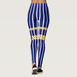Chic Navy Guld Läppar Linjer Beauty Girly Anpassni Leggings